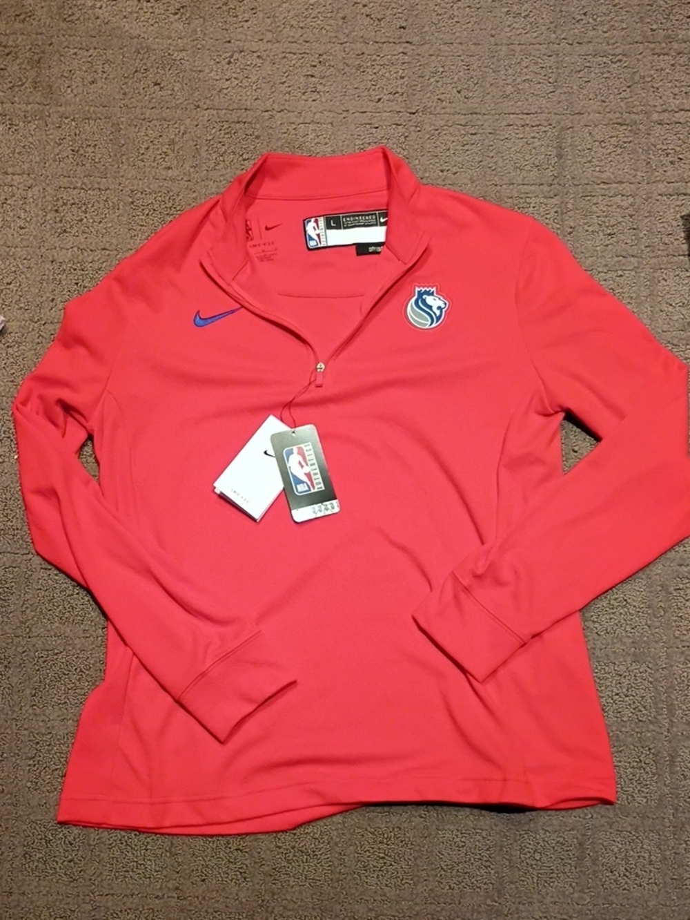 Nike Sacramento Kings City Edition Dri Fit Half-Zip Pullover with NBA Patch L